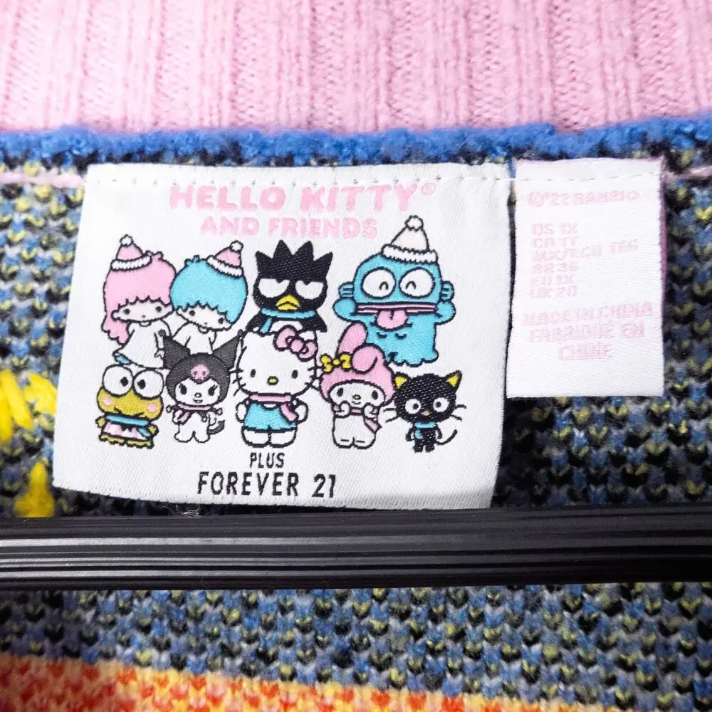 Forever 21 Women’s Hello Kitty Sweater Multicolor Kawaii Print Kidcore Size 1XL - Picture 3 of 6